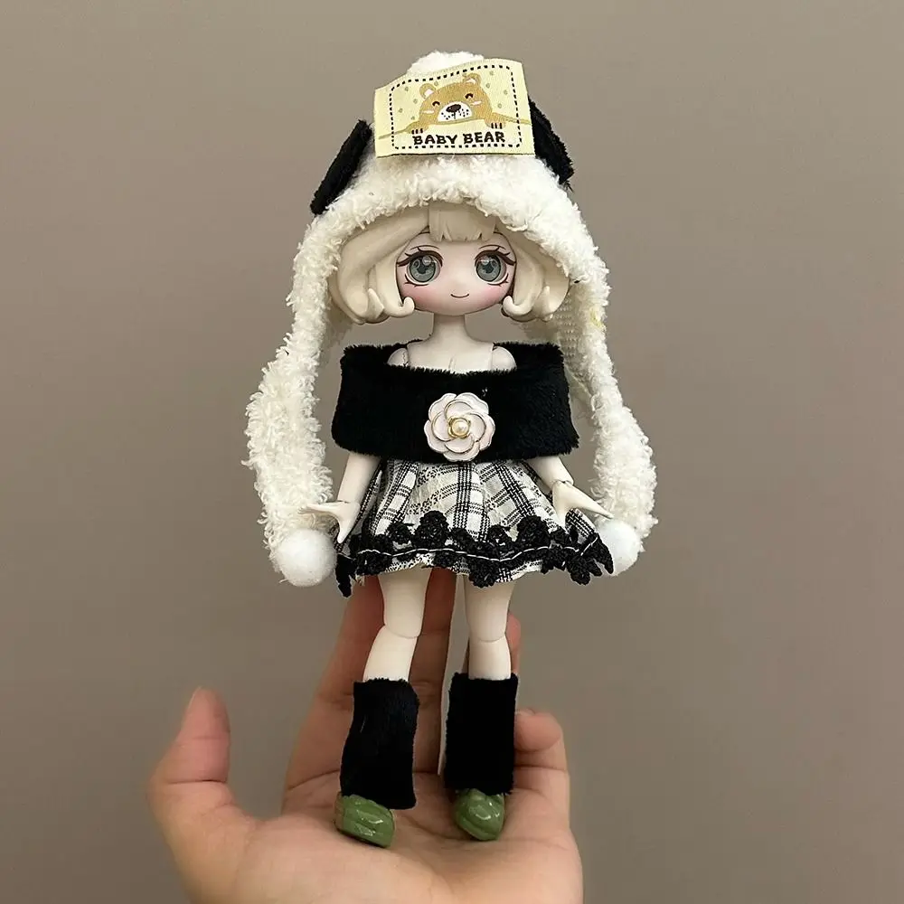 8 Points BJD Material OB11 Clothes Bear Ears Hooded Cloak Clothes Set Rabbit Ears Dollhouse Display Teens Collection