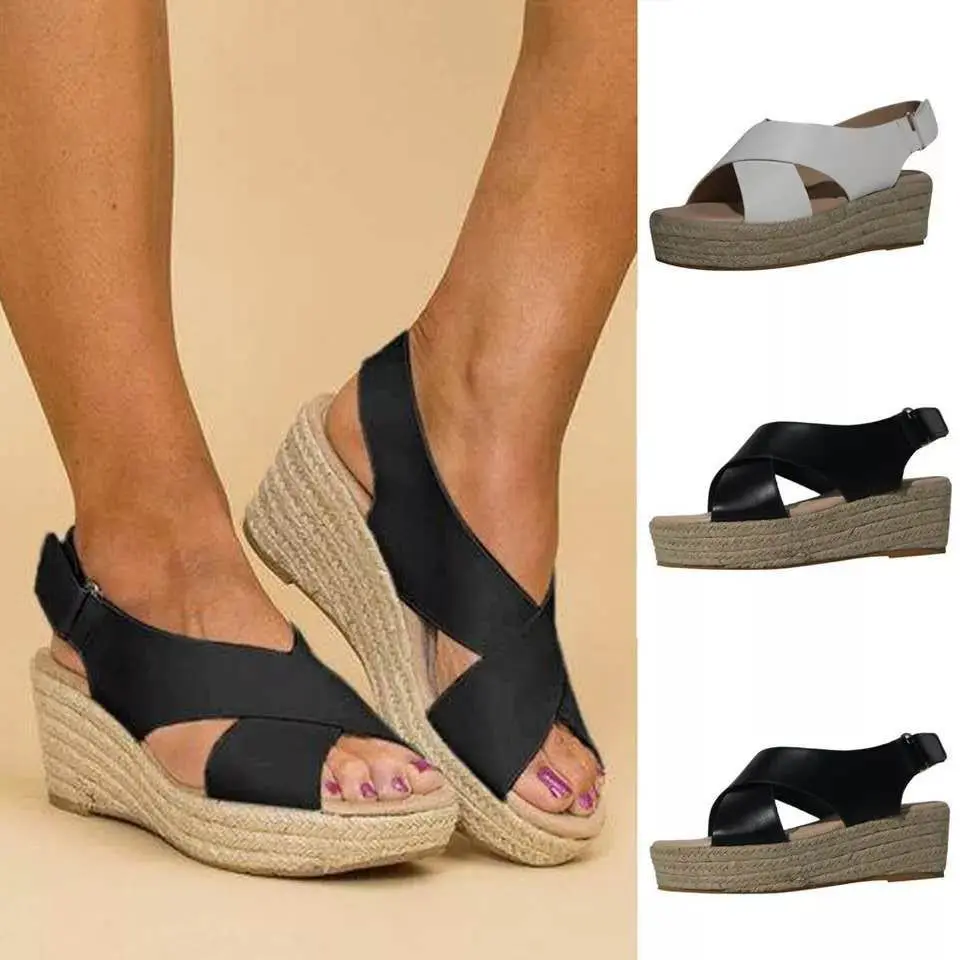 Women\'s Wedge Sandals NEW Summer New Fashion Casual Comfortable Peep Toe Platform Sandals Elegant Women Heels Plus Size 35-43