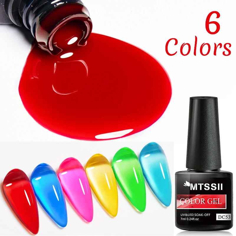 

Mtssii Translucent Candy Color Gel Nail Polish Varnish Lacquer 7ml Jelly Glass Gel Nail Art Tips Gemstone LED&UV Gel Polish