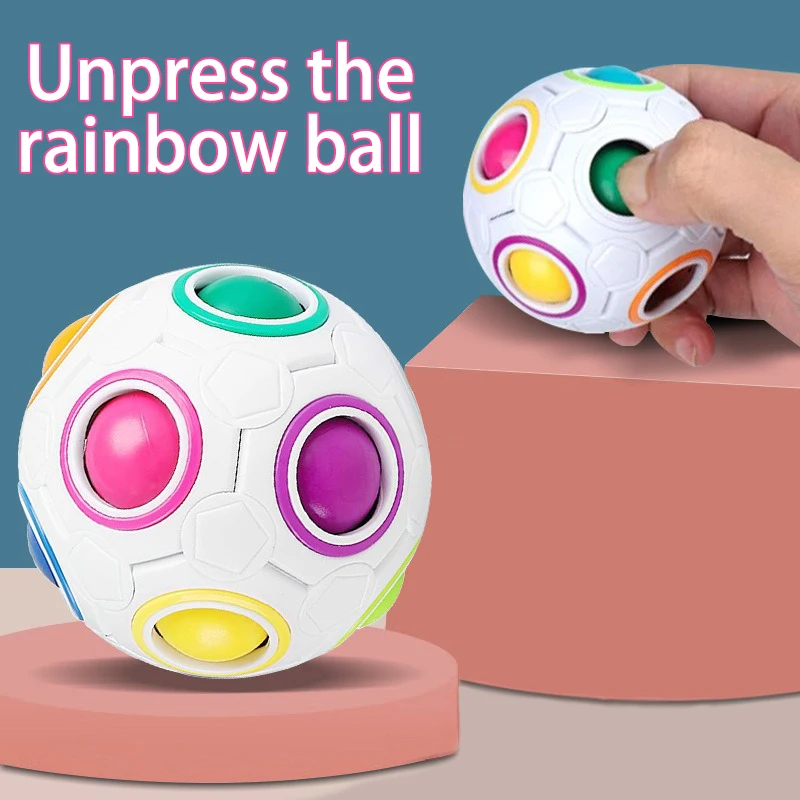 Kids Antistress Cube Rainbow Ball Puzzles Football Magic Cube Educational Learning Toys for Children Adult Stress Reliever Toys