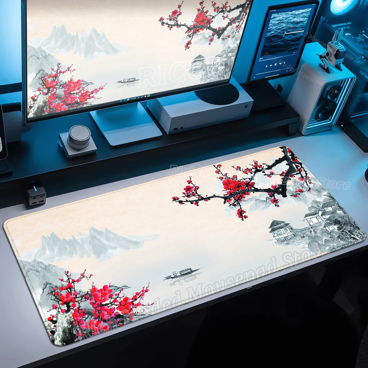 Cherry Blossom Mouse Pad Sakura Japanese Gaming Mousepad XXL Keyboard Mat Office Carpet Laptop Extended Mice Pad PC Accessories