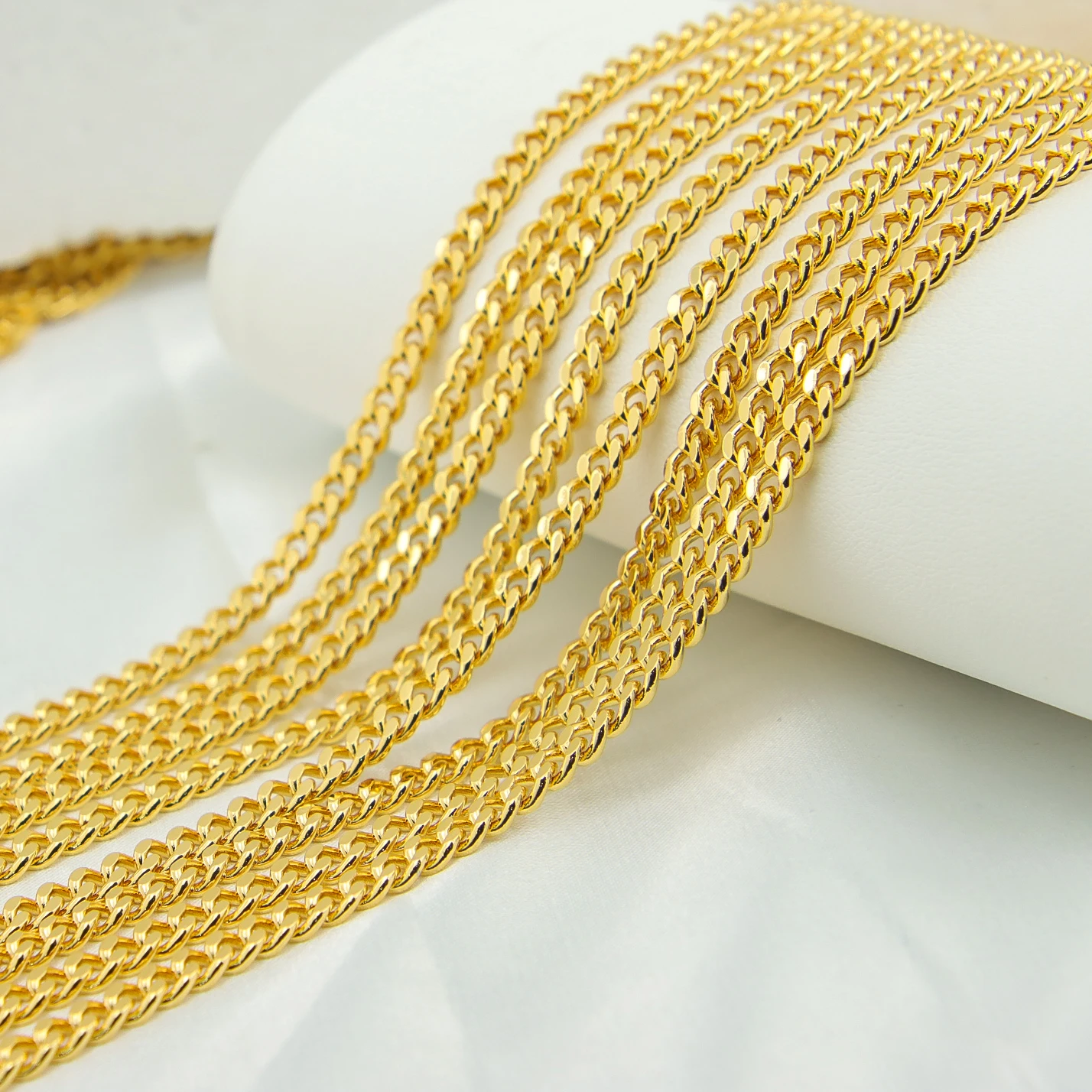 

6 Pieces Dubai Simple Gold Color Chains Necklace 21k Gold Plated 58cm Handcraft Choker Nigeria Women Wedding Party Jewelry