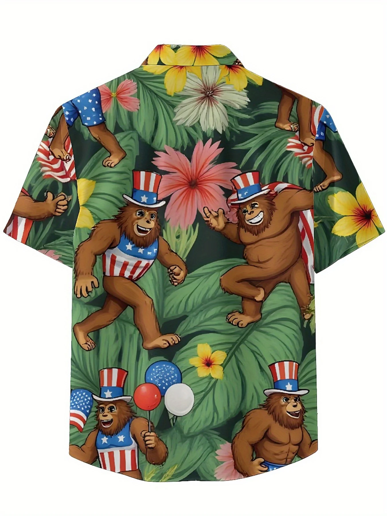 Men's Plus Size Hawaiian Shirts Jungle Sasquatch Carnival Pattern, Summer Casual Tops, Suitable for Outdoor Party, Streetwear