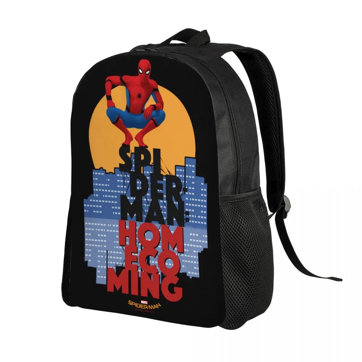 Mochila personalizada para laptop Homem-Aranha Cityscape, bolsa básica para escola, bolsas para estudantes universitários, homens e mulheres