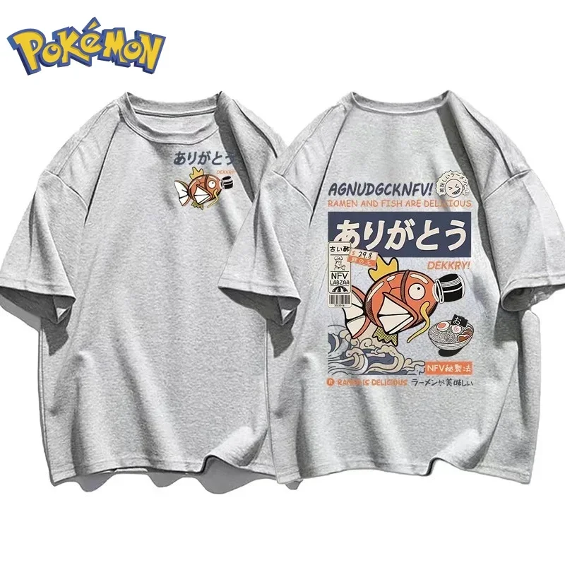 포켓몬 애니메이션 잉어빵 프린팅 티셔츠 2026 가을/겨울 신상 하라주쿠 남녀공용 루즈핏 데일리 부모-자녀 상의