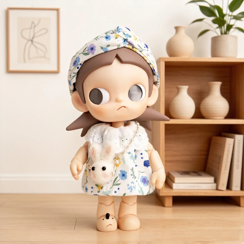 

Zsiga Wanderlust BJD Doll Clothes Set Floral Print Headband Rose Pattern Dress With Rabbit Charm Outfit For Jointed Doll Figures