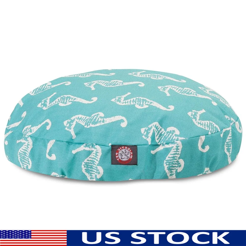

Water Resistant Round Dog Bed Removable Slipcover Plush Fiberfill Indoor Outdoor Use Zippered Machine Washable Pet Comfort