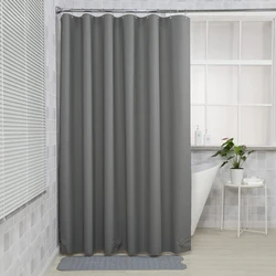 PEVA Solid Color Shower Curtain Waterproof Bathtub Bathing Cover Bath Curtains for Bathroom with Silver Metal Hooks Quick Dry