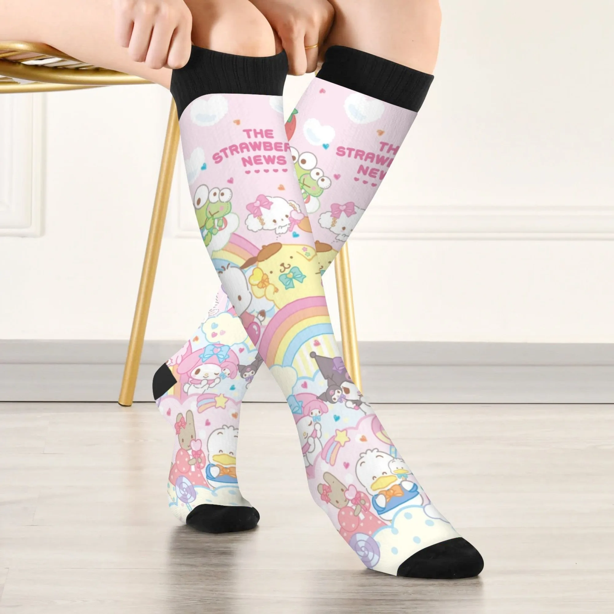 

Sanrio members printed socks comfortable breathable non-slip casual socks novelty Harajuku retro street hip-hop socks fun gift