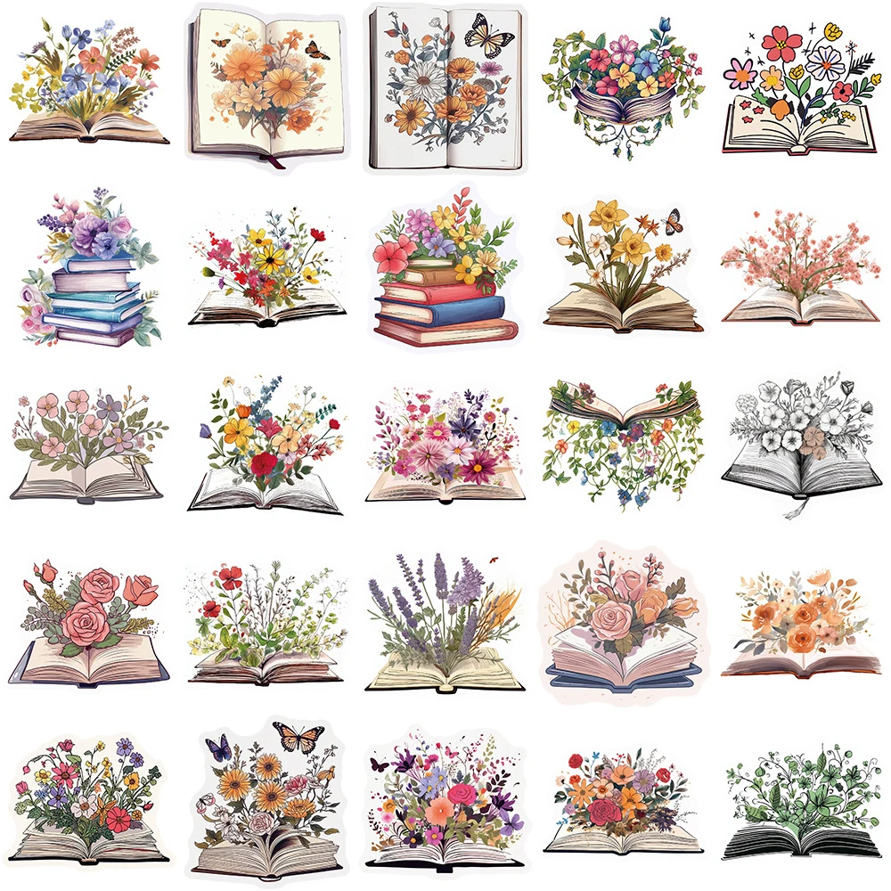 10/30/50pcs divertente Cartoon Art Flower Book adesivi estetici decalcomanie fai da te Laptop Scrapbook Phone Album decorazione Sticker giocattolo per bambini