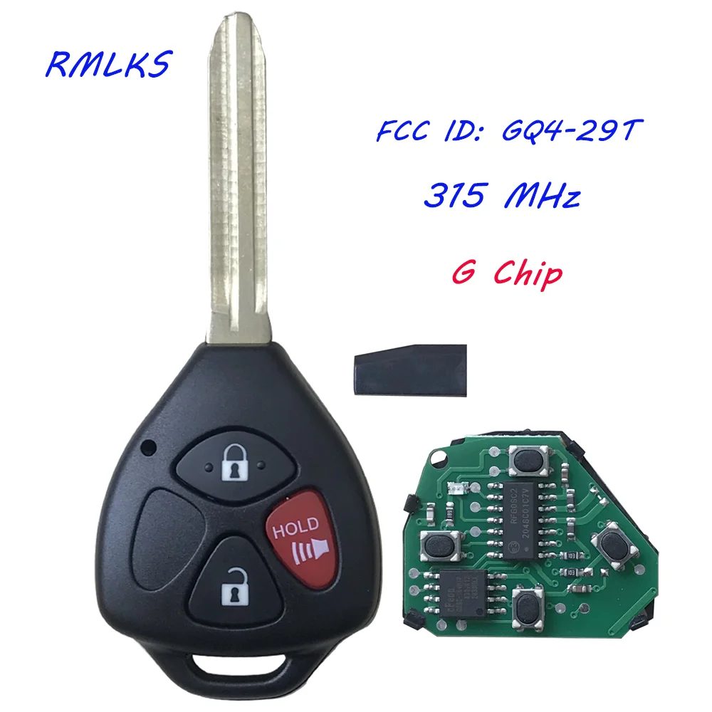 GQ4-29T 3 BUTTON FLIP KEY FOB KEYLESS ENTRY REMOTE FITS 2008-2010 FOR TOYOTA COROLLA & 2008-2013 AVALON 315MHZ 4D67 G CHIP