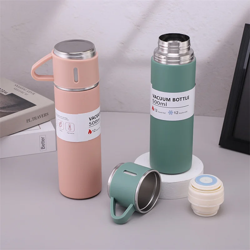 500ML Stainless Steel Vacuum Flask with Business Style Shimmering Design Coffee Mug Thermos Bottle with Portable Carafe