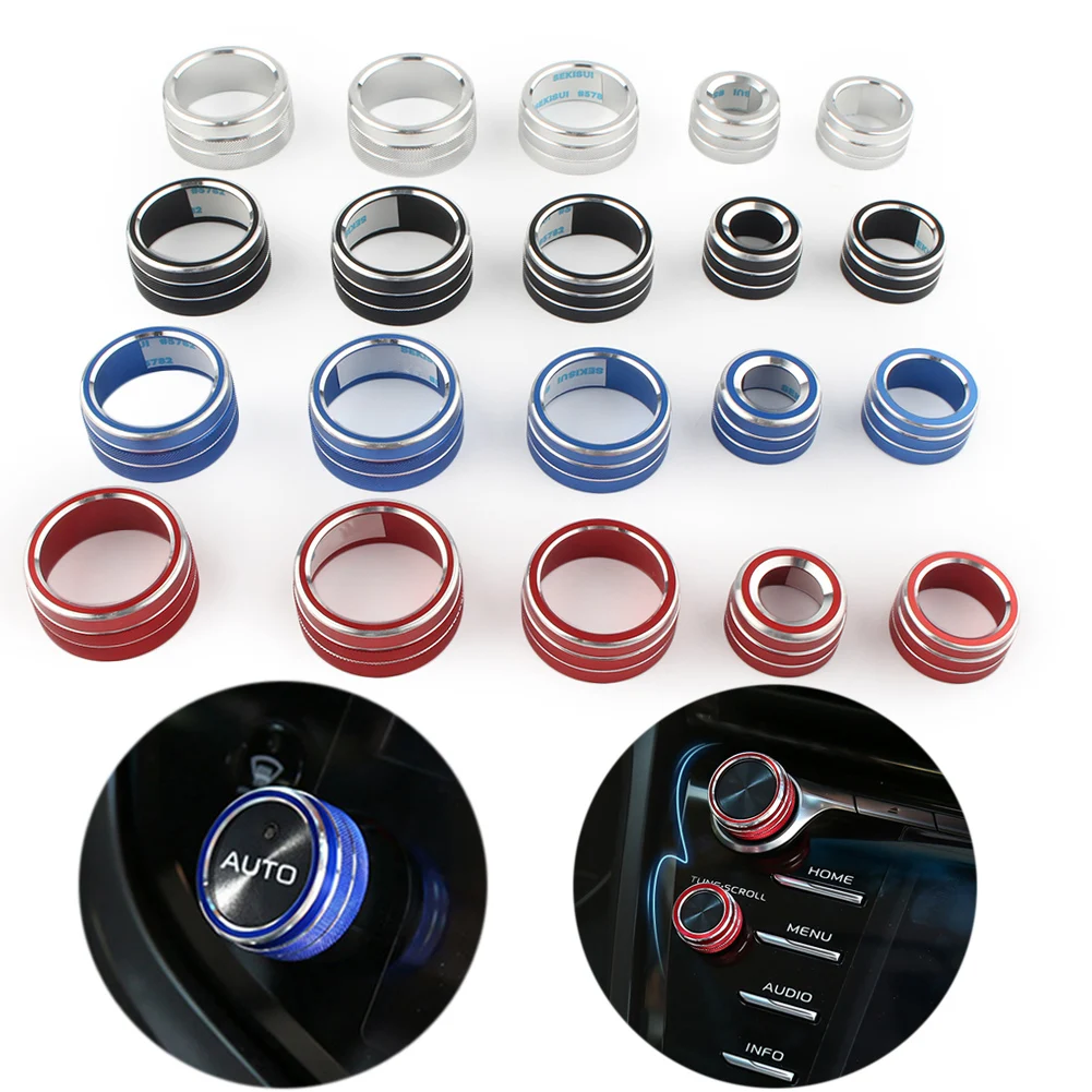 4Pcs CNC Aluminum Car Air Conditioning + Audio & Function Button Knobs Trim Ring Cover For Toyota Camry 2018