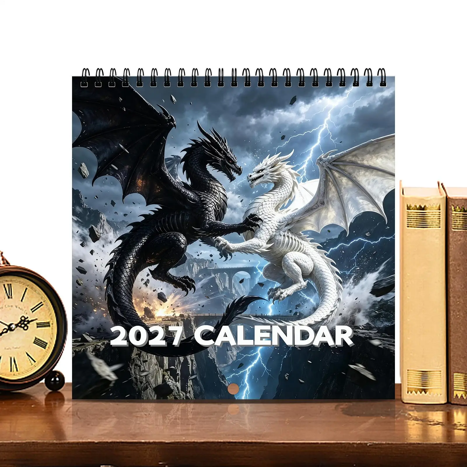 2027 Calendar Dragon Spiral Bind Monthly Thick Paper Home Decor Jan-Dec Planning Wall Calendars for Appointment Schedule Party