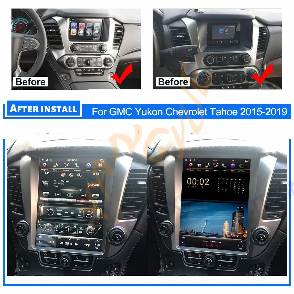 14.5 "اللاسلكية Carplay لشروليه جي إم سي سوبربان 2014-2020 أندرويد 14 راديو CarPlay مشغل فيديو الوسائط المتعددة GPS شاشة السيارات