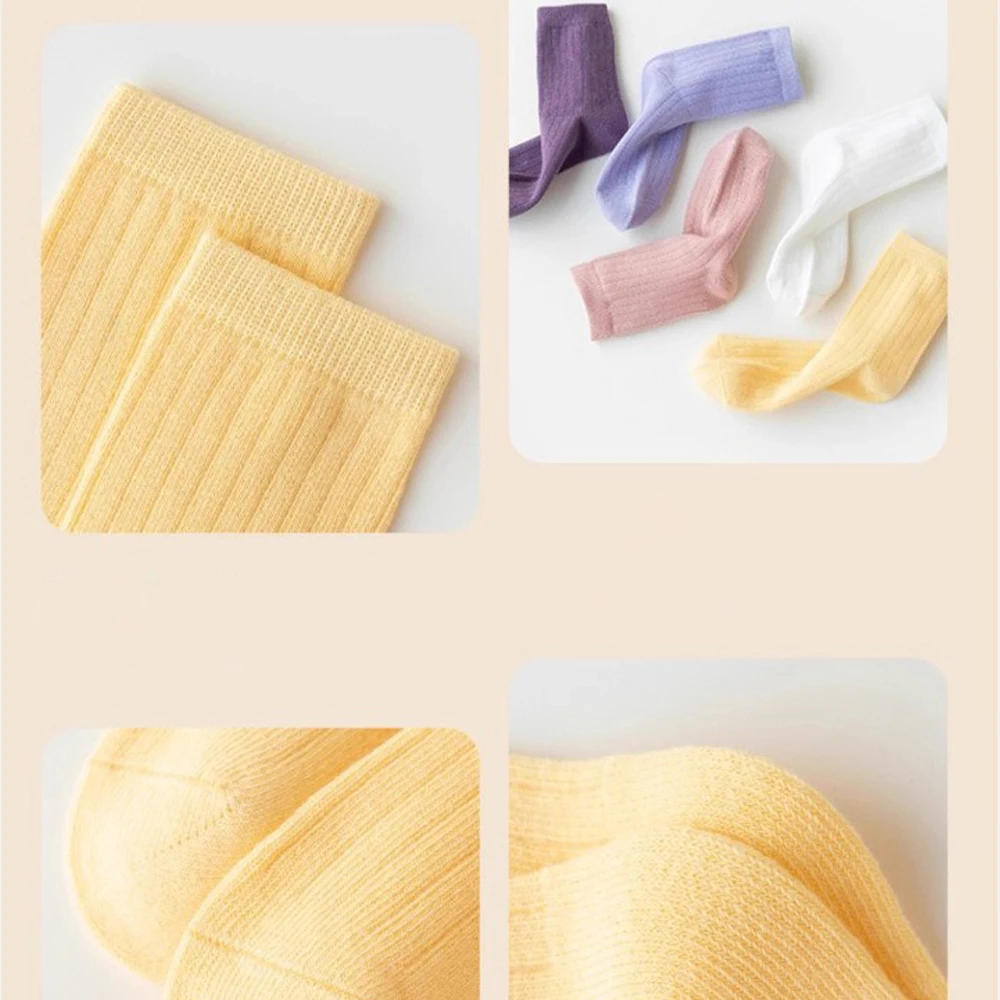 5 أزواج من جوارب الفتيات بلون الحلوى الحلوة متعددة الاستخدامات، كاجوال ومريحة، جوارب متوسطة الحجم مناسبة للارتداء اليومي