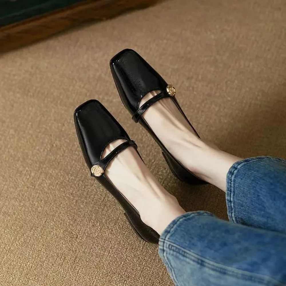 

Retro Woman Shoes Female Footwear Modis Oxfords New Dress 2025 Summer Leather Rubber Rome Fashion Floral Hoof Heels PU Med Mary