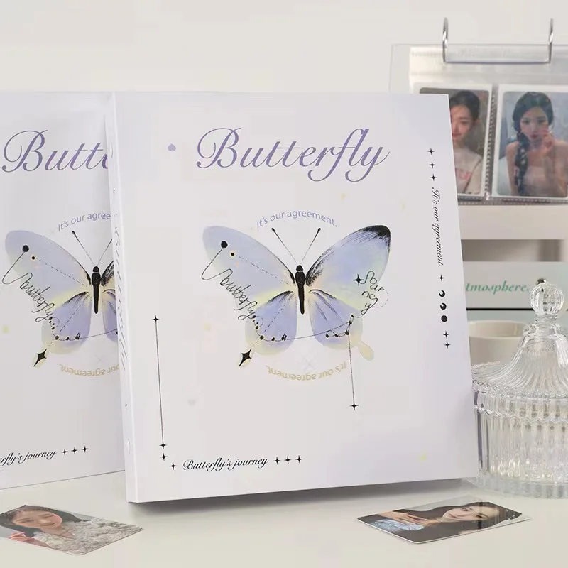 Original Design Kawaii Butterfly A5 Binder Photocard Hardcove Collect Book Cover Kpop Idol Photo Card Holder loose leaf Album