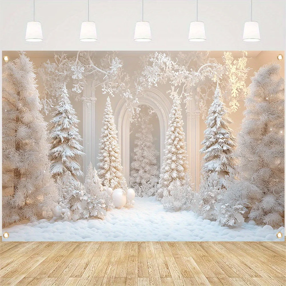 

A charming winter wonderland Christmas banner - durable polyester background fabric, festive party, Christmas decoration