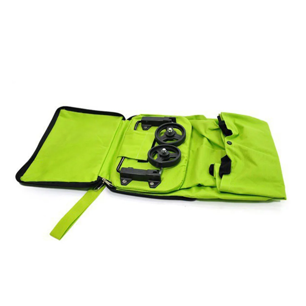 

Foldable Shopping Trolley Oxford Cloth Large Capacity Lightweight Portable Travel Shopping Bag Wheels Green Folded Tug Bag