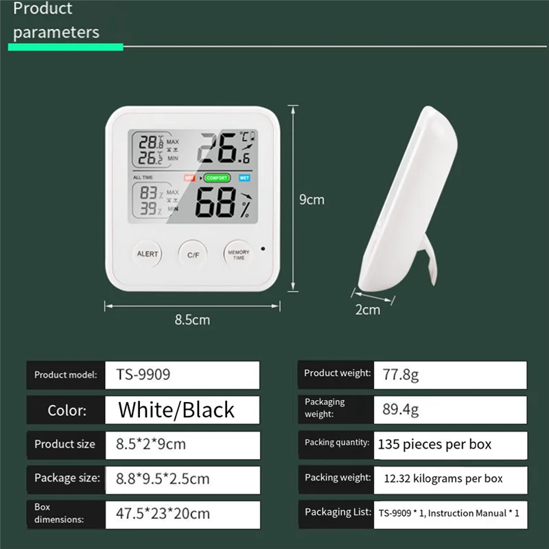 Temperature And Humidity Monitor Mini Hygrometer Temperature Gauge Digital Mini Thermo-Hygrometer Indoor-[A49T]