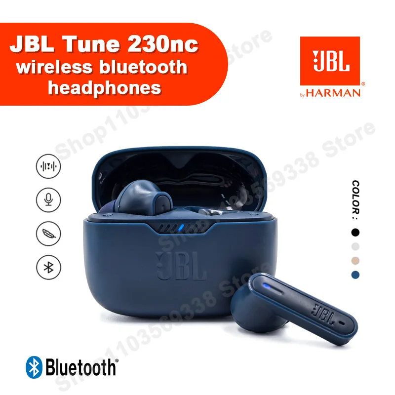 Original JBL Tune 230NC TWS True Wireless Bluetooth Earphones Sound Stereo Sports Headset T230NC Headphones with Mic HK edition