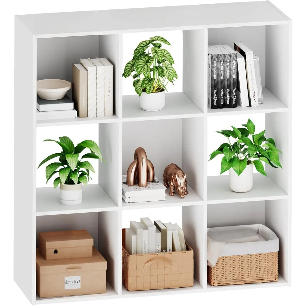 

Sweetcrispy 9 Cube Storage Organizer - Open Cube Bookshelf with 5 Removable Back Panels, Display Storage Bookcase for Living Roo