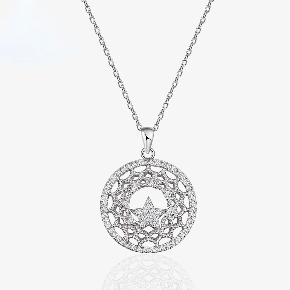 Zhenchengda S925 Pure Silver Mesh Lace Star Necklace Wholesale Female Non Fading