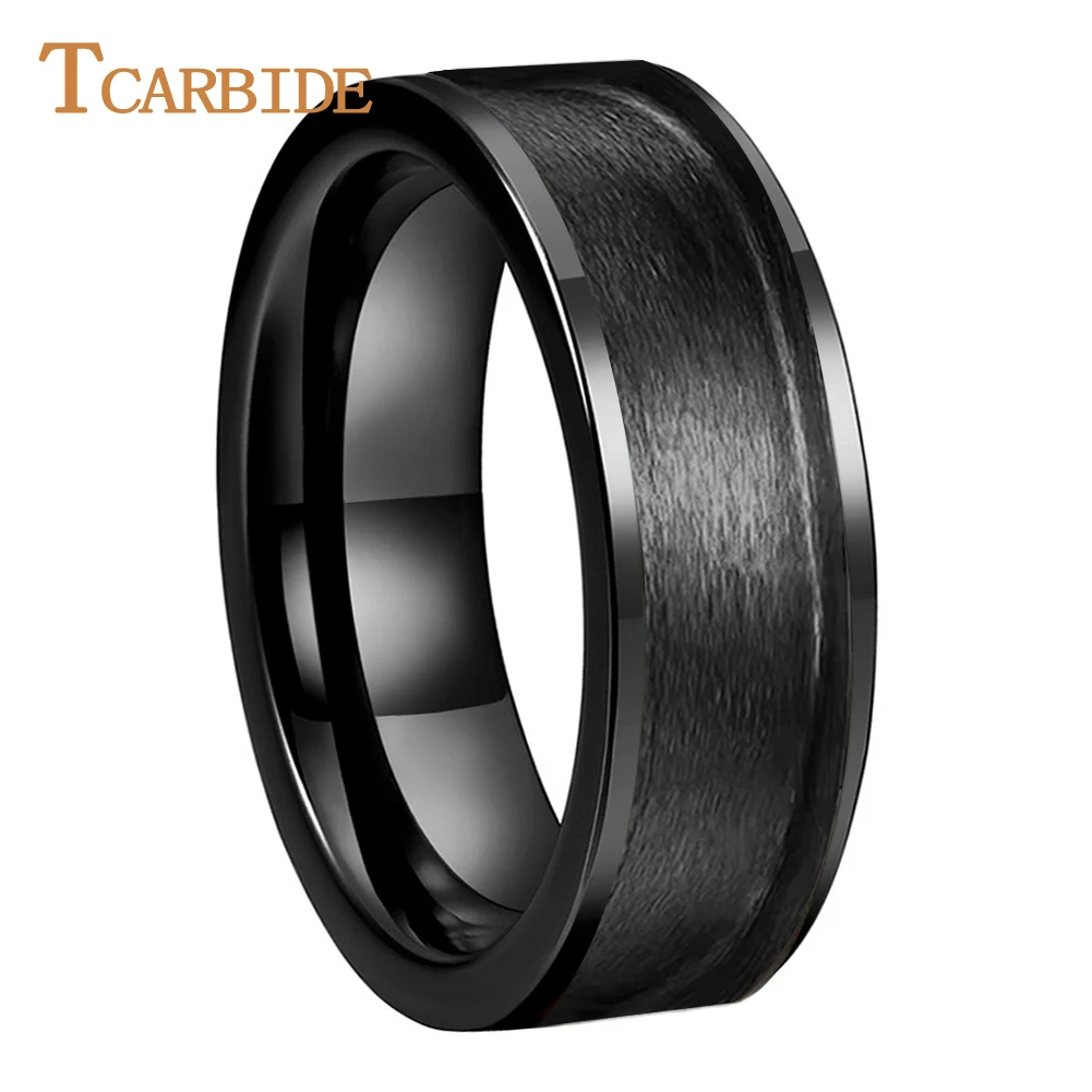 TCarbide Tungsten Carbide Ring Blanks 8mm Flat Band, 6.0mm Inlay Slot Embedding Tungsten Blank Core for Custom Wedding Band Maki