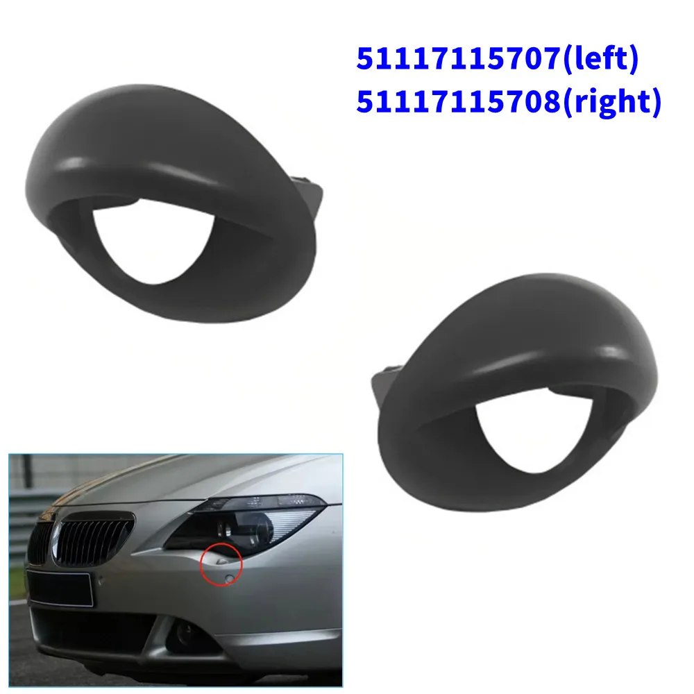 

2PCS For BMW 6 Series E63 E64 2004-2010 Car Left&Right Headlight Washer Cover Caps Unpainted Black Parts 51117115707 51117115708