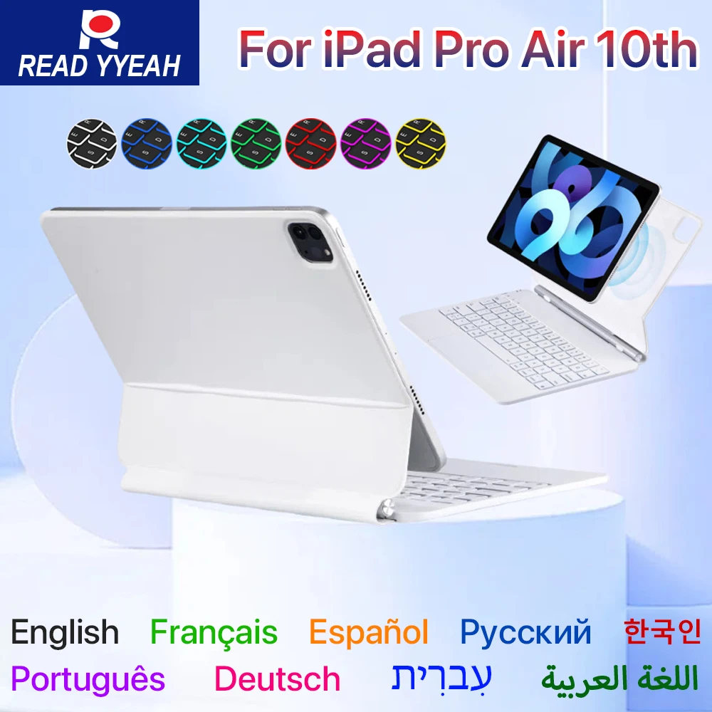 Bluetooth Backlit Magic Keyboard for iPad a16 Case 2025 M3 iPad Air 4 5 10.9in Pro 11 12.9in 2018-2022 Case Smart Cover Wireless