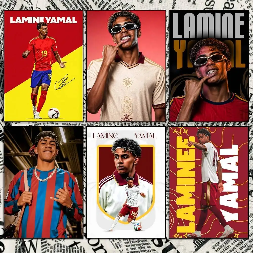 Star-boy L-Lamine 10 Spain Y-Yamal  Poster Self-adhesive Waterproof Paper Sticker Coffee House Bar Room Wall Decor