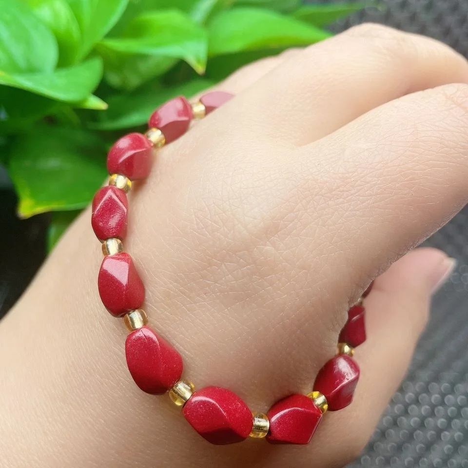 Natural Cinnabar High Content Turn the World Around Bracelet Single Loop Bracelet Universal for Men and Women to Avoid Evil