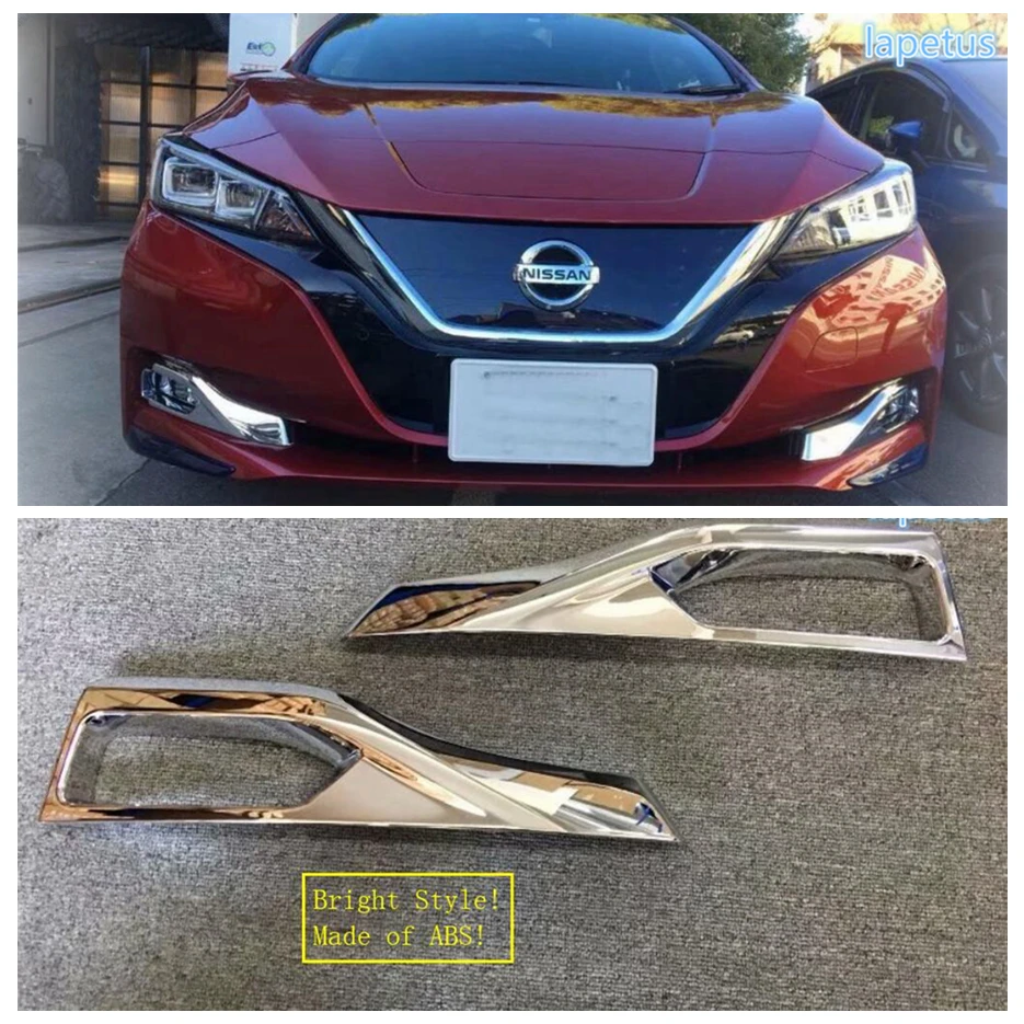 Chrome Front Bumper Foglight Fog Lights Lamps Decoration Frame Cover Trim Fit For Nissan Leaf 2018 - 2022 Exterior Accessories