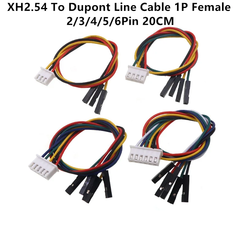 5PCS XH2.54 To Dupont Line Cable 1P Female 2.54mm Pitch 2/3/4/5/6Pin 20CM 200MM 26AWG Jumper Wire