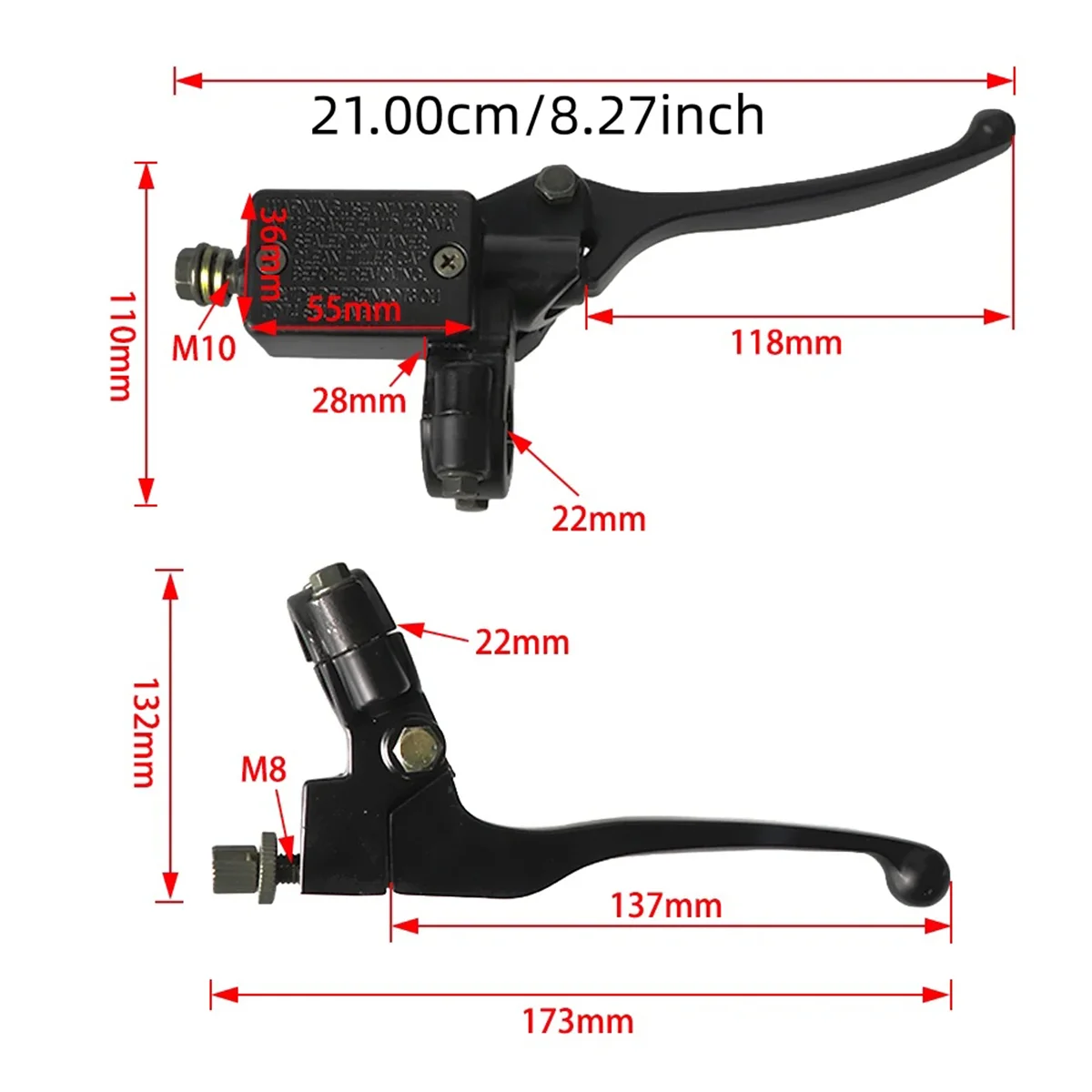 1pc Right Side Motorcycle Hydraulic Brake Master Cylinder Pump Lever Assembly For Dirt Pit Bike ATV Quad Moped Scooter Buggy image 6