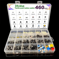 460PCS/1 set Tact Switch Push Button Switch Micro Switch For Car Remot/TV/Toys/Home Use Button Caps Kit