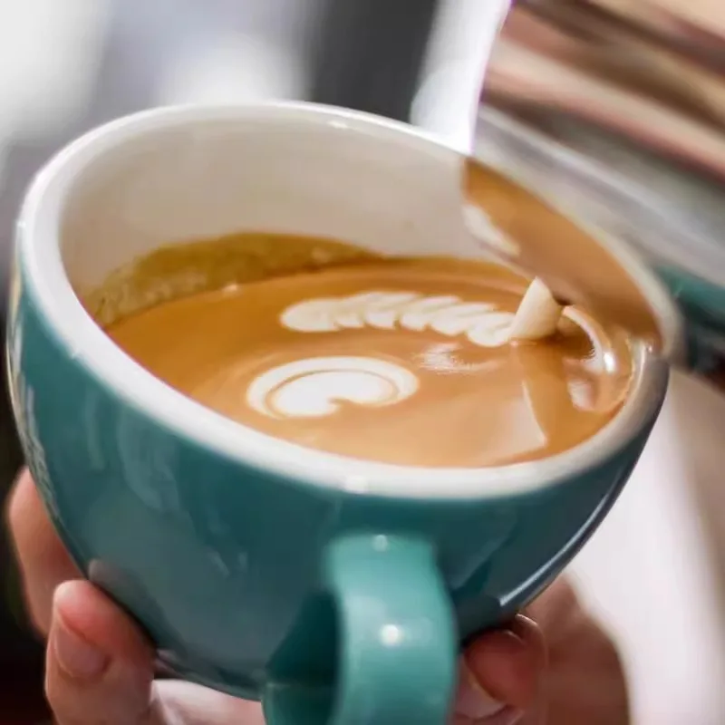 Professional Competition Ceramic Coffee Cup Latte Art Cup European Luxury Cup 300ml Stainless Steel Inner Wall Coffee Cup