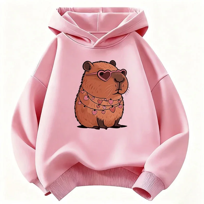 Capybara Hoodie, süß, Kawaii, Herz, Liebe, Kinder, Cartoon, Sonnenbrille, ästhetisch, Oversized, lässig, Sport-Sweatshirts – Detail 6