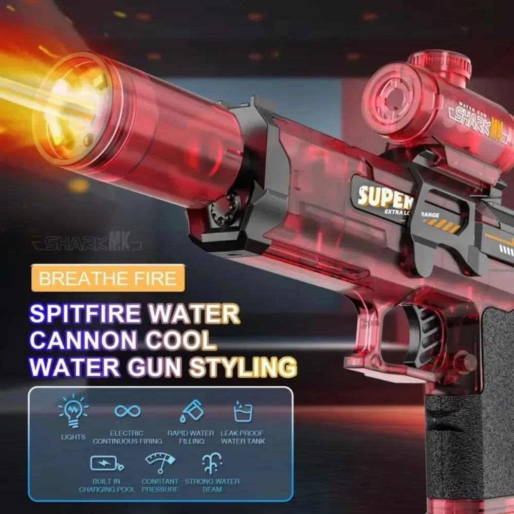 전동 물총 라이트 장난감 여름 야외 슈팅 해변 게임 장난감 자동 물 분사 건 남자아이 생일 크리스마스 선물