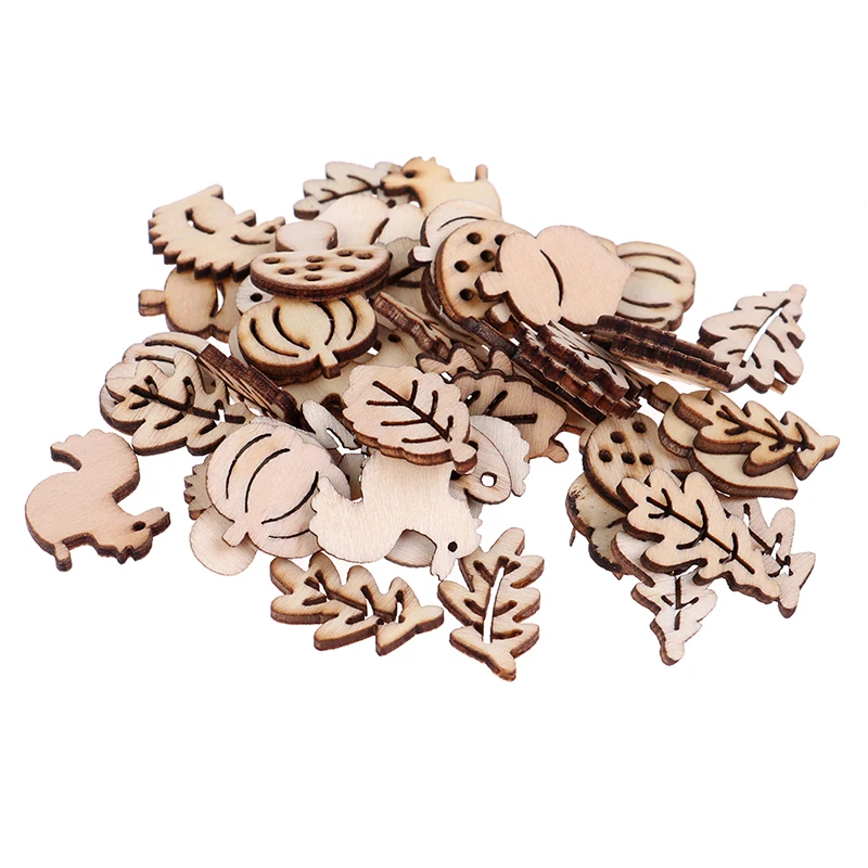 Mélange d'artisanat en bois, feuille d'écureuil en forme de champignon, hérisson, décoration de maison, 50 pièces