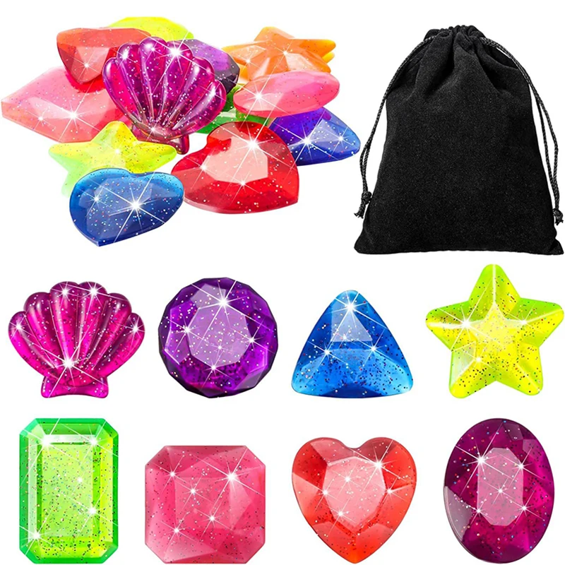 Brinquedos de mergulho para crianças, Sinkers de piscina, Simulação Fake Gems, Diamantes coloridos, Aperto de treinamento interativo, Meninos