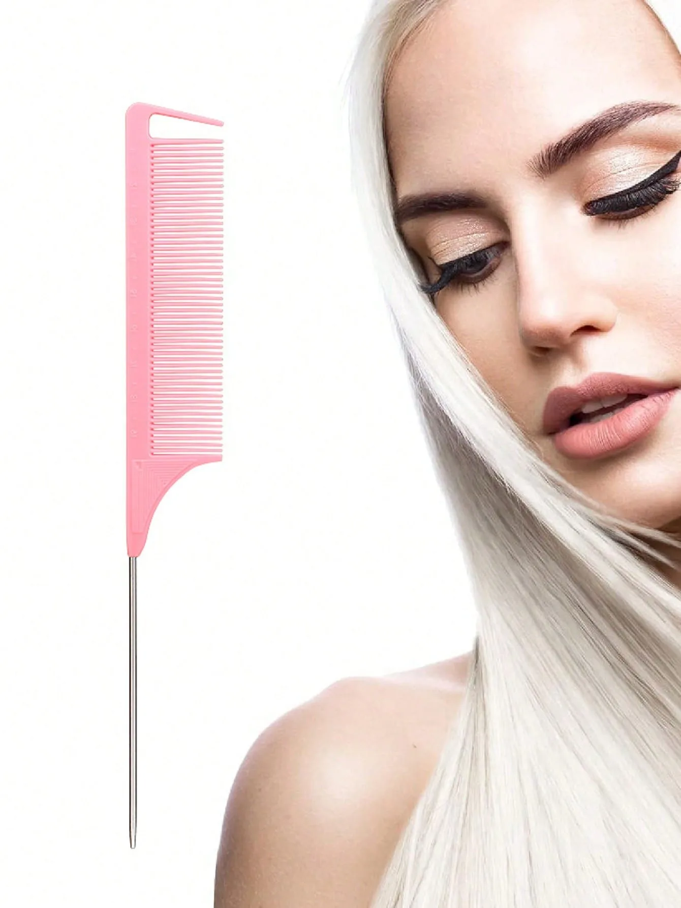 مشط شعر احترافي بذيل مدبب من الفولاذ المقاوم للصدأ، فرشاة شعر لصالونات تصفيف الشعر، أداة تصفيف الشعر، مشط خاص للشعر المستعار الحقيقي