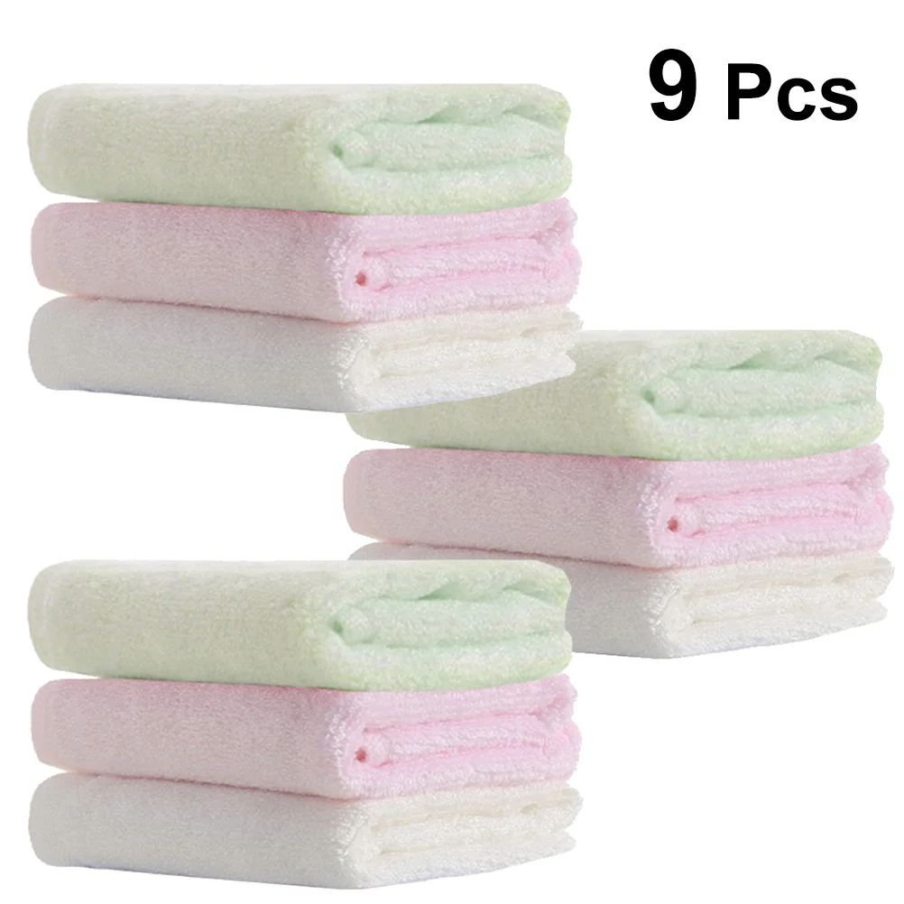 

9 шт., детские мочалки из бамбукового волокна, квадратные полотенца премиум-класса для лица, мягкие впитывающие многоразовые детские полотенца для новорожденных, белые, зеленые, розовые наборы
