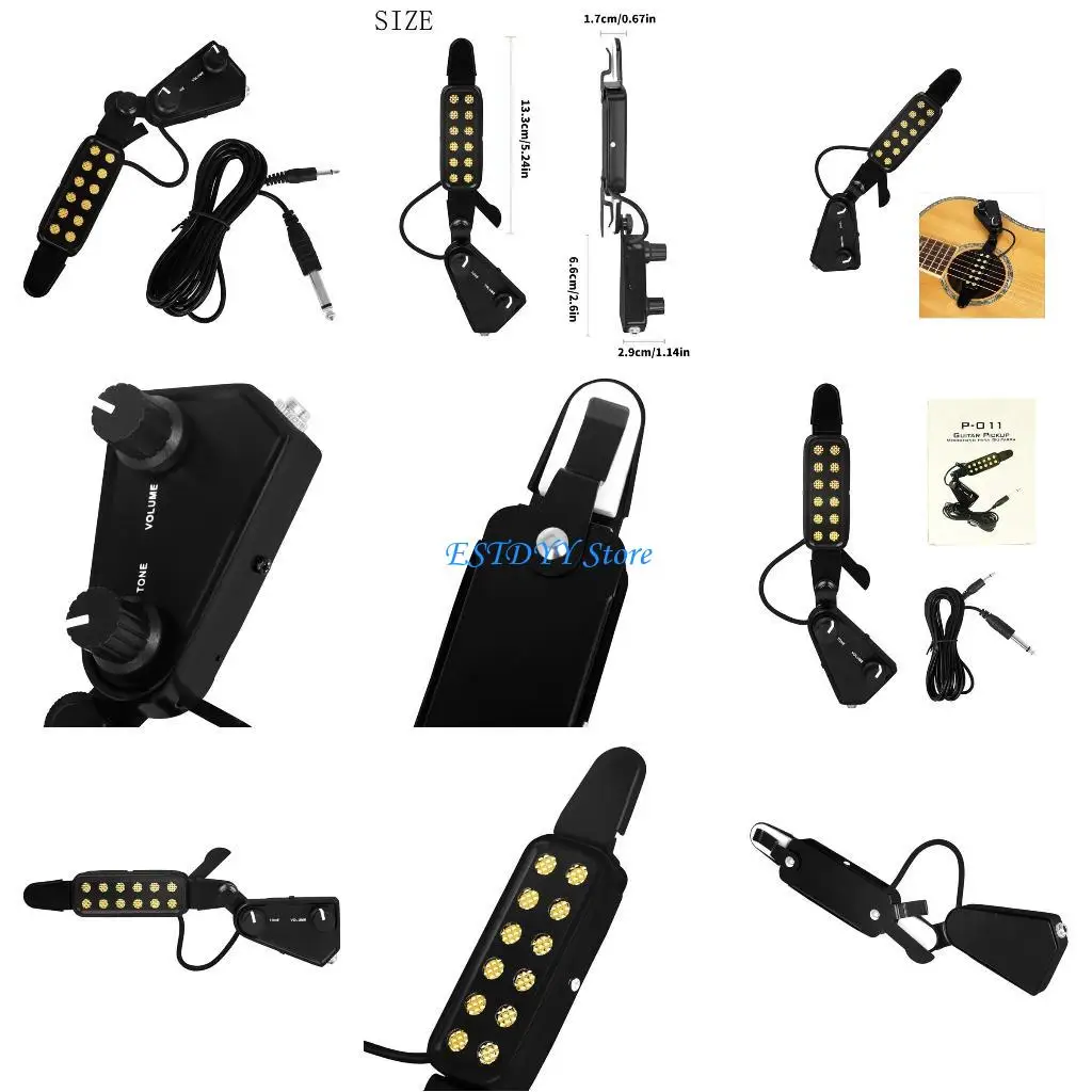 

G6DE 12 Hole Guitar Pickup With Volumes Tone Tuner Acoustic Guitar Sound Hole Pickup
