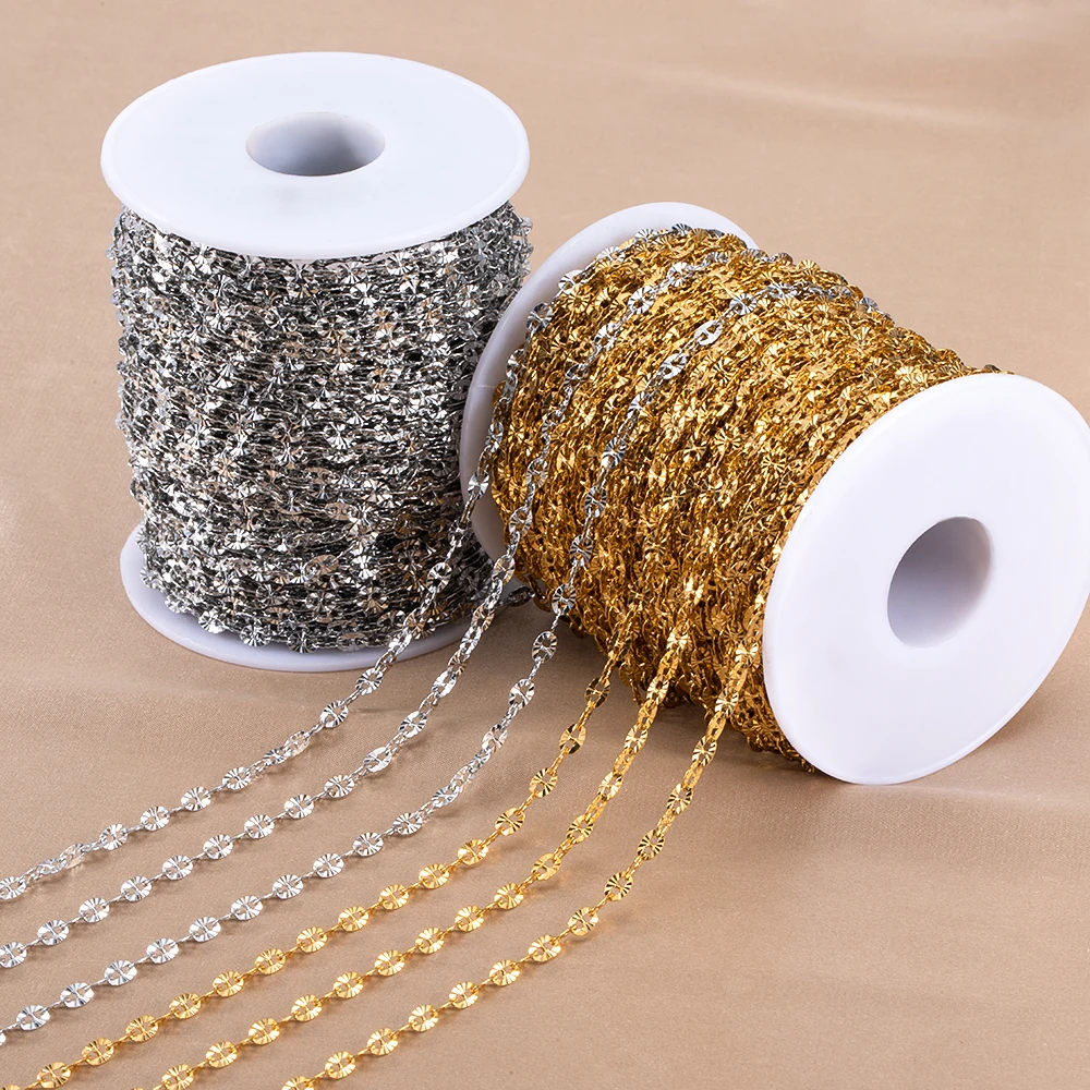 Kein Verblassen, 1 Meter, radiale Linie, Sonnenform, geprägte Kette, Edelstahl, Sonnenblumenkette, Schmuckherstellung, DIY-Halskette, Armband, Versorgung – Detail 1