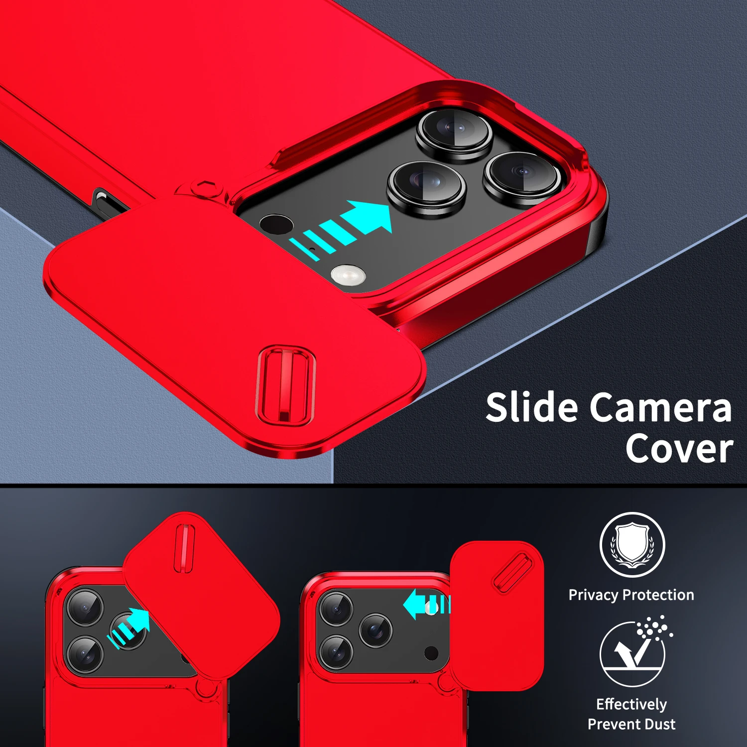 

Чехол для телефона iPhone 17, 15, 14, 12, 11, 16 Pro Max Air Plus 16E 13 Mini с раздвижным окном для защиты объектива Y0032