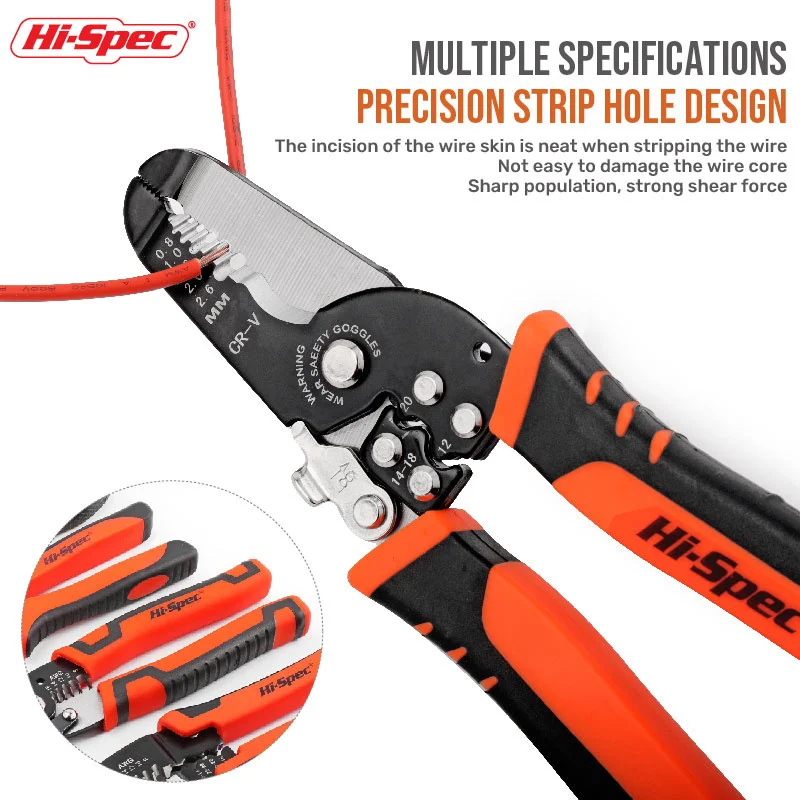 Hi-Spec Automatic Stripping Electrician Pliers,Crimping Terminal 0.8-2.6mm,Multifunctional Peeling Tools,Used For Cable Cutting,