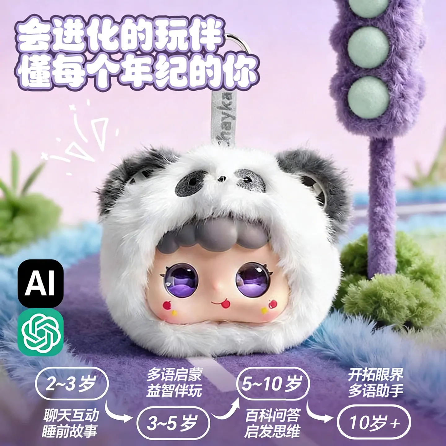 

Ai Intelligent Robot Electronic Pet Cute Soft Fluffy Rabbit Plush Toy Interactive Talking Chat Kids Companion Birthday Gift