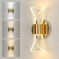 LED Indoor Wall Light 12W Dimmable 3 Color Temperature Modern Wall Lamp, Acrylic Metal Wall Lighting for Bedroom Office Stair